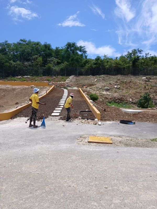 Landscaping work along a boundary