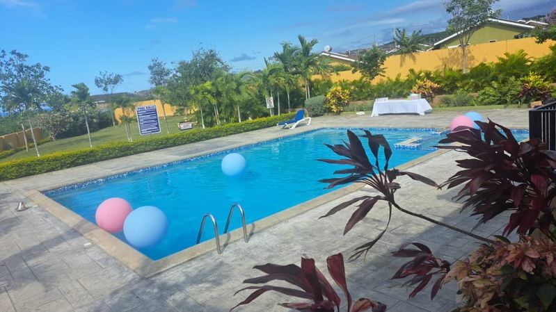 Pool decorated with balloons for an event